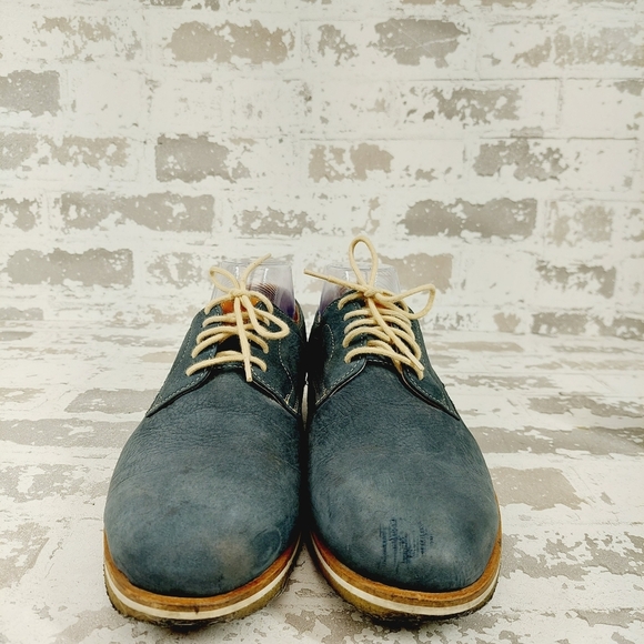 Johnston & Murphy Ashby Plain Toe Navy Tumbled Nubuck Lace Up Oxfords W314 - Picture 3 of 11